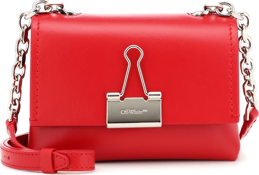 Off White Binder Clip Small leather shoulder