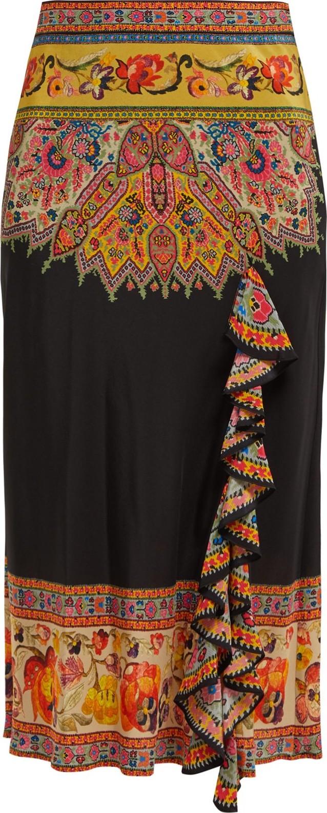 Etro Ruffled floral-print silk skirt