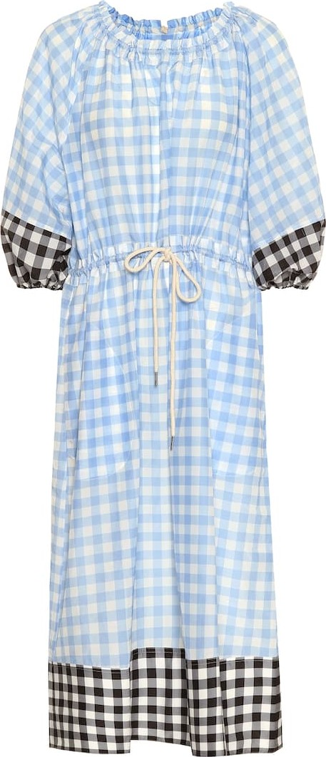 Lee Mathews Gingham cotton and silk dress