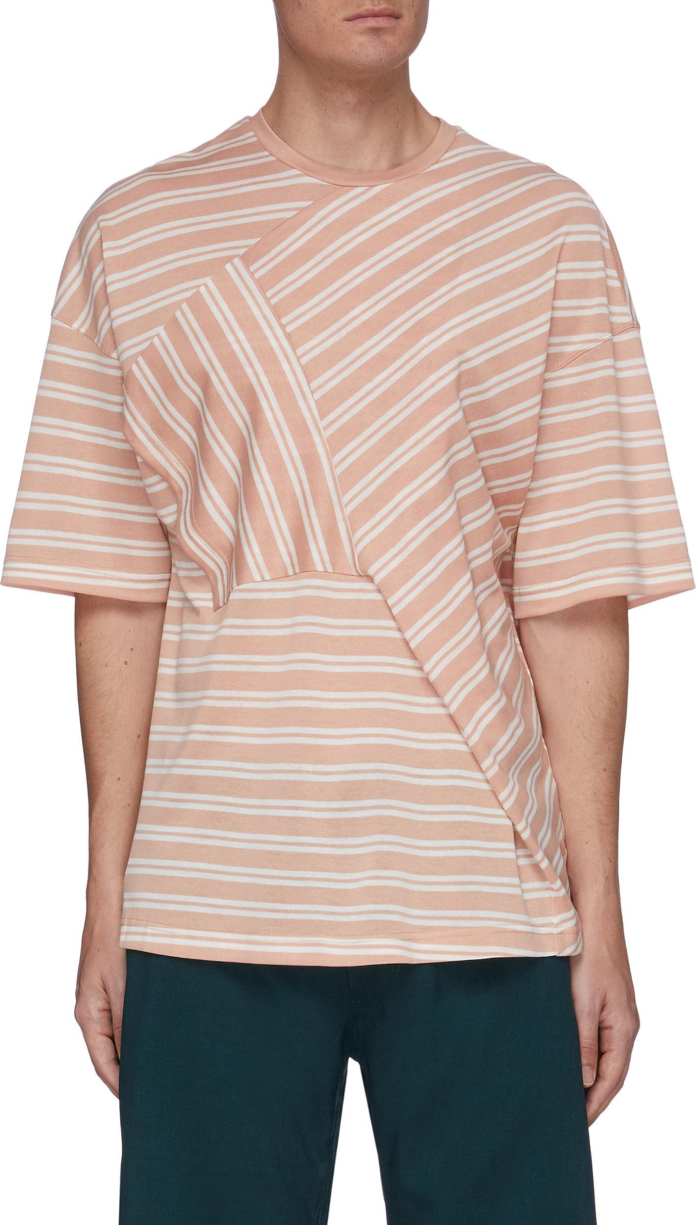 UNCENSORED Crewneck mix stripe T-shirt