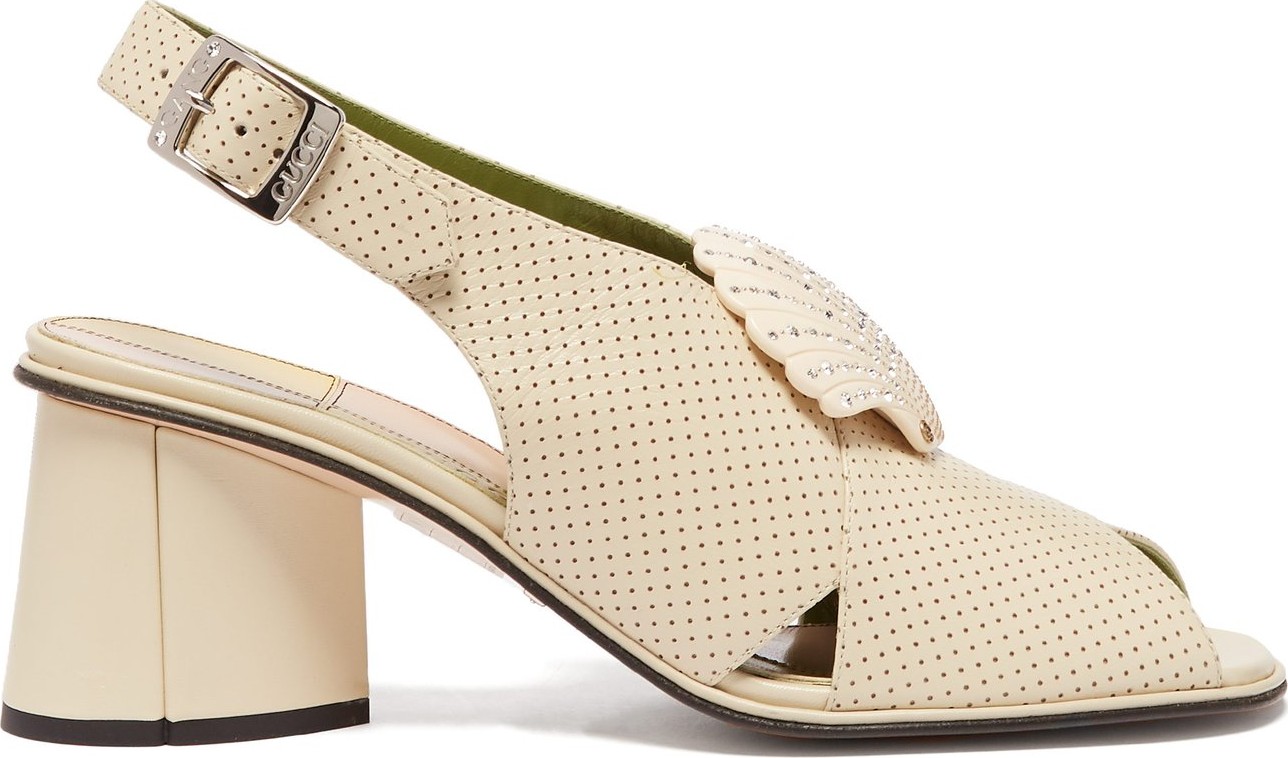 Gucci Shell-embellished leather slingback sandals