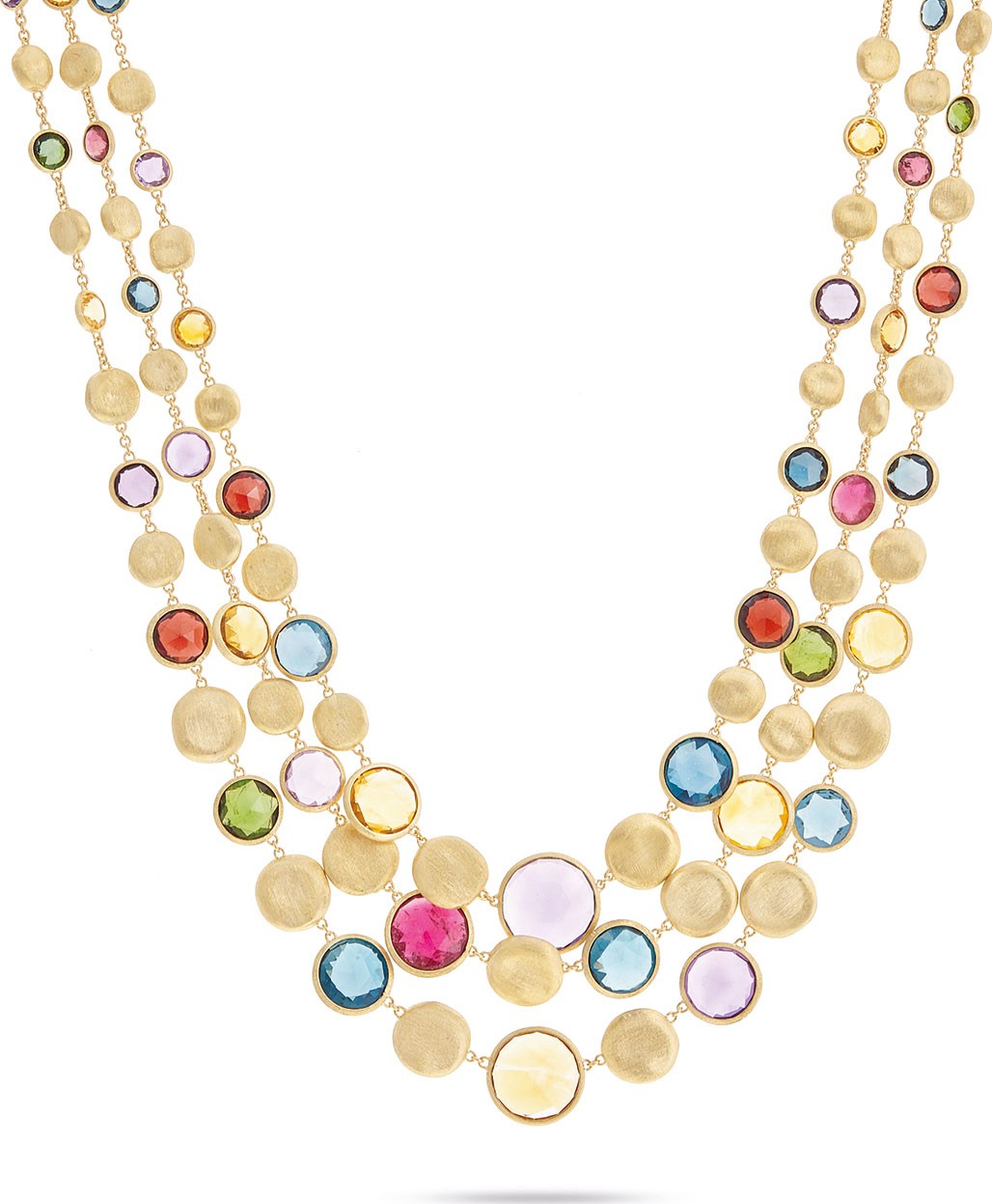 Marco Bicego Jaipur Three Strand Collar with Mixed Elevated Gemstones