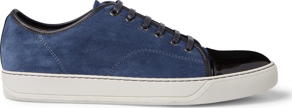 Lanvin Cap-Toe Suede and Patent-Leather Sneakers