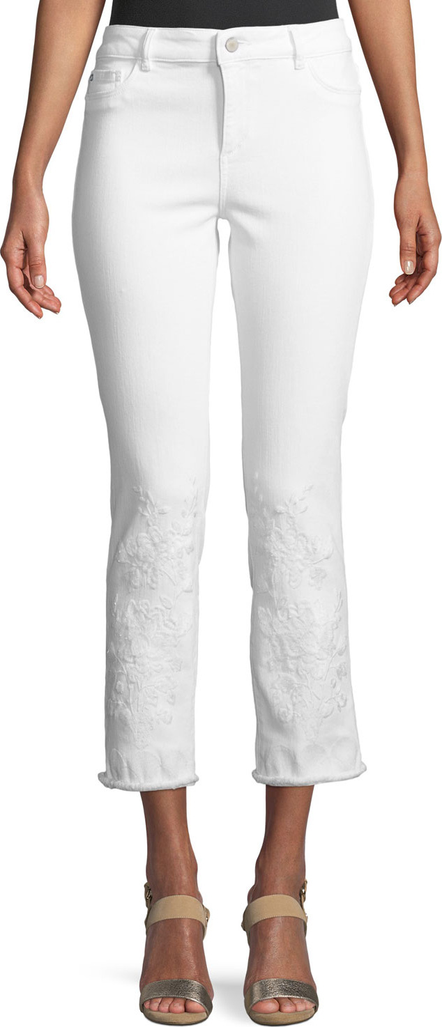 DL1961 Mara Embroidered Instasculpt Cropped Jeans