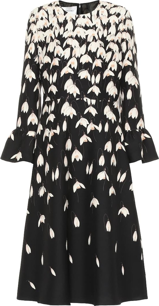 Valentino Floral wool and silk-crêpe dress