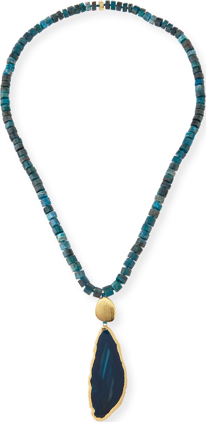 NEST Jewelry Apatite & Agate Pendant Necklace, 38"