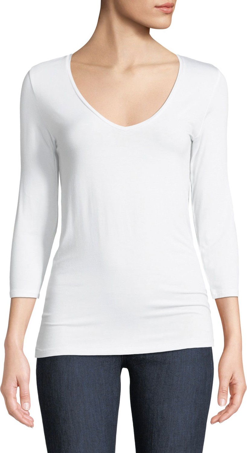 Majestic Soft Touch 3/4-Sleeve V-Neck Tee
