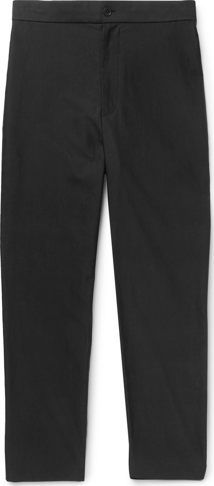 THE ROW Black LA Track Slim-Fit Tapered Cotton Trousers