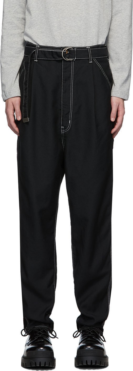 Doublet Black Heavy Twill High Waist Wide Tapered Trousers