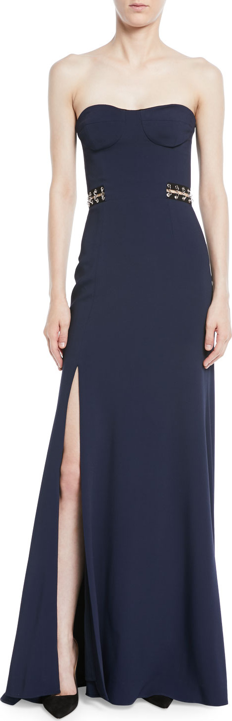 Jonathan Simkhai Strapless Crepe Bustier Gown with Grommet Details Jonathan Simkhai Strapless Crepe Bustier Gown with Grommet Details