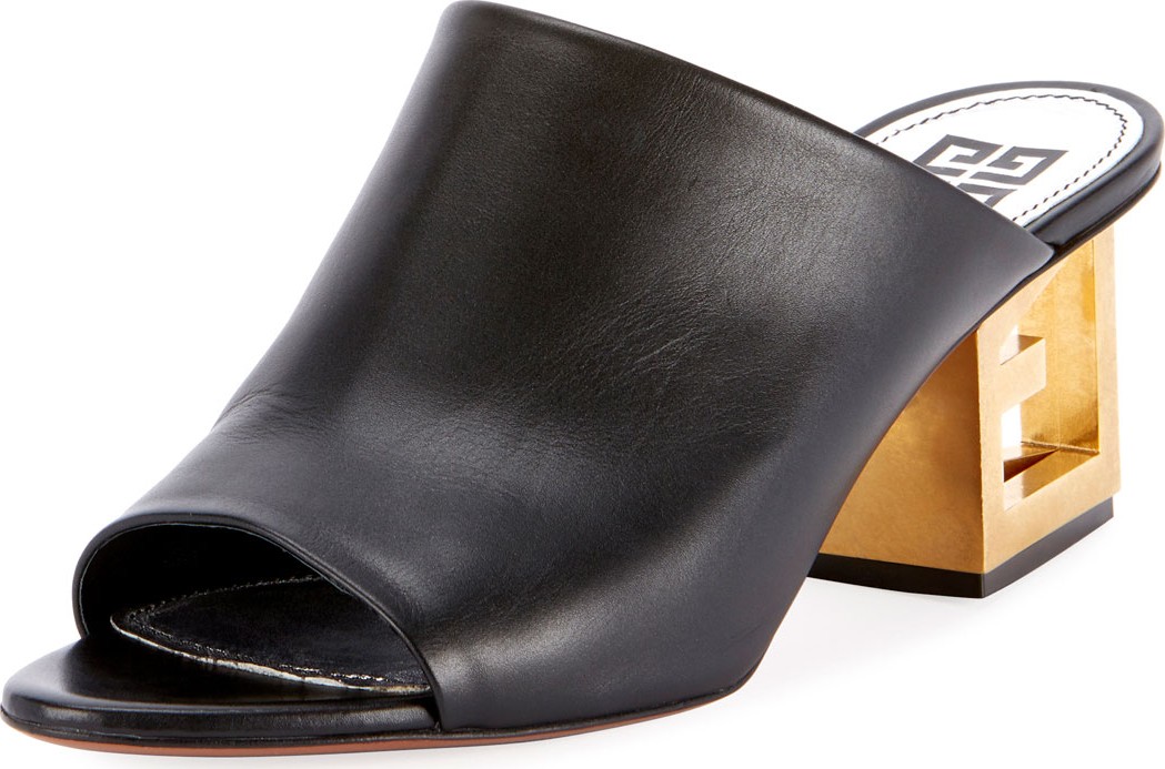 Givenchy Leather Sandals with Logo Heel