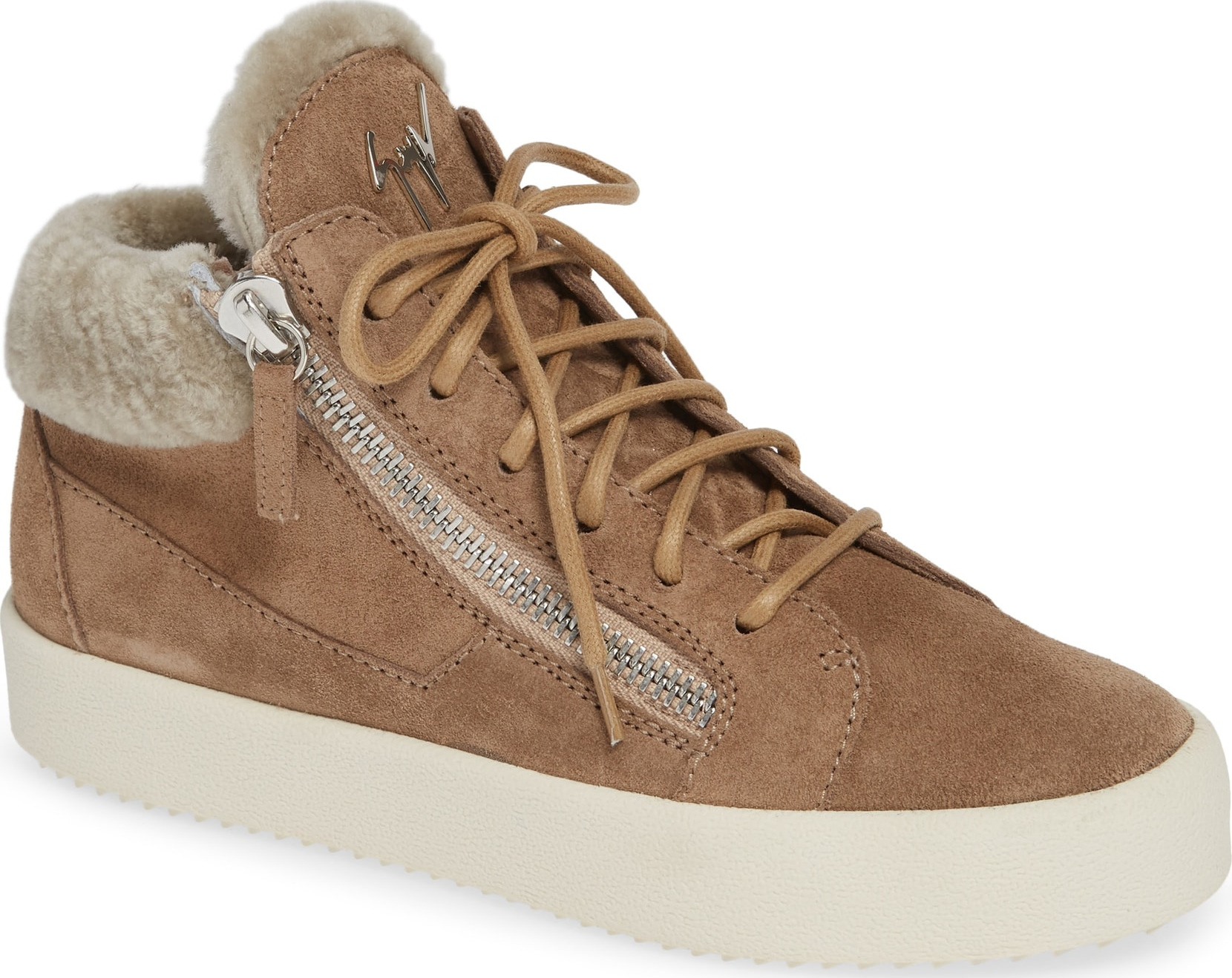 Giuseppe Zanotti Giuseppe May London Mid-Rise Lace-Up Genuine Shearling Sneaker