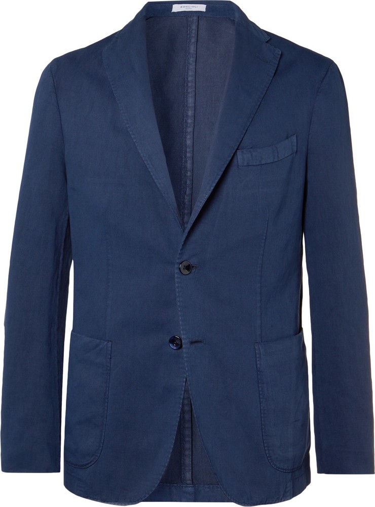 Boglioli Navy K-Jacket Slim-Fit Unstructured Cotton-Blend Drill Blazer