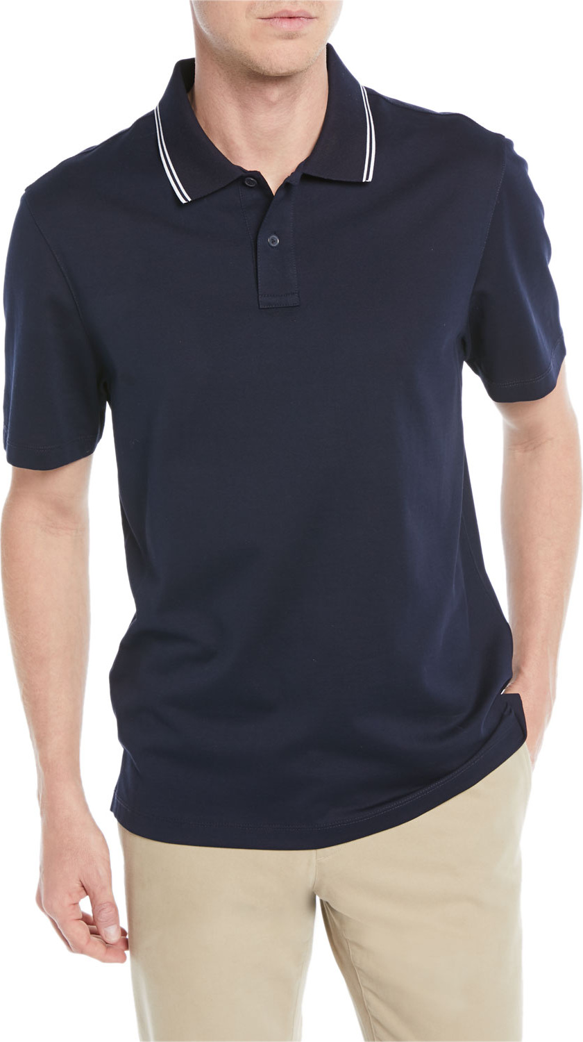 Vince Men's Tipped-Collar Ribbed Polo Shirt