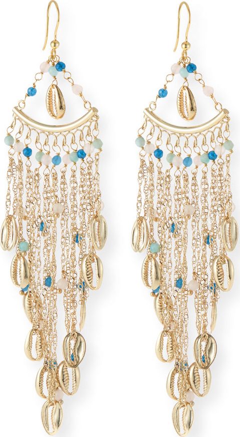 Rosantica Antilla Puka Shell Fringe Drop Earrings
