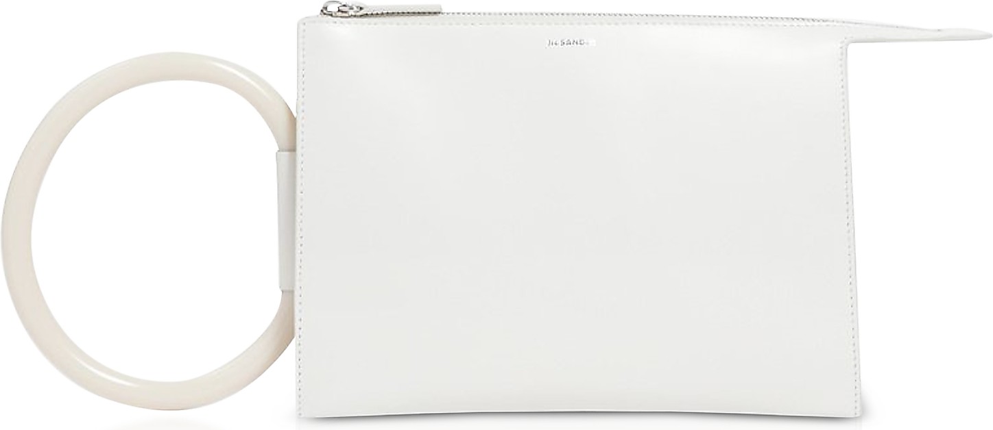Jil Sander Tootie Small Tube Antique White Calf Leather Pouch