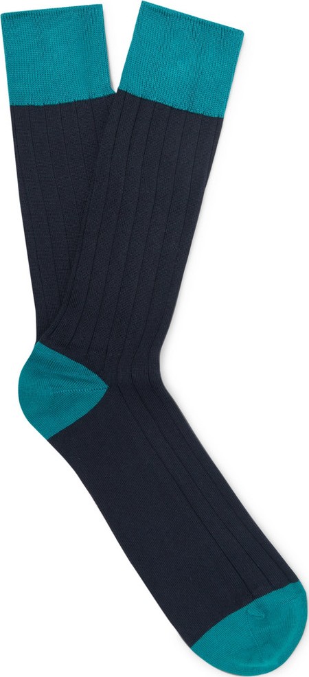 John Smedley Gamma Ribbed Sea Island Cotton-Blend Socks