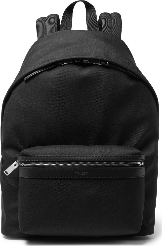 Saint Laurent City Leather-Trimmed Canvas Backpack