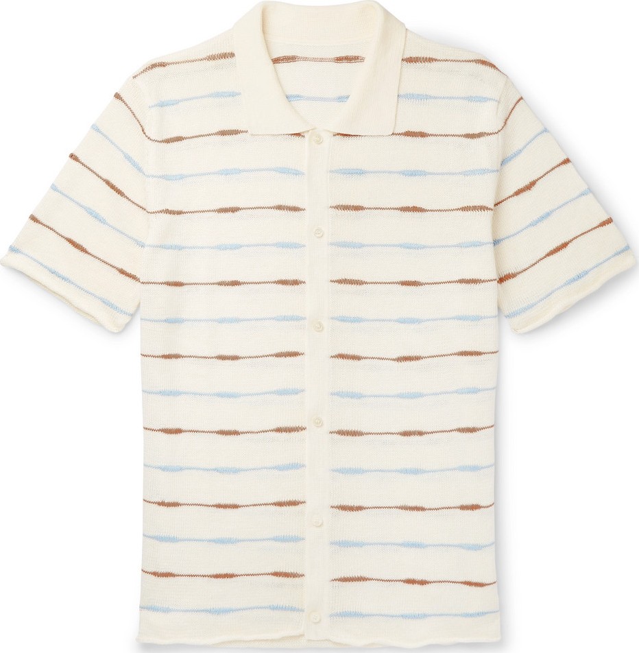 Jacquemus Slim-Fit Striped Knitted Linen Shirt