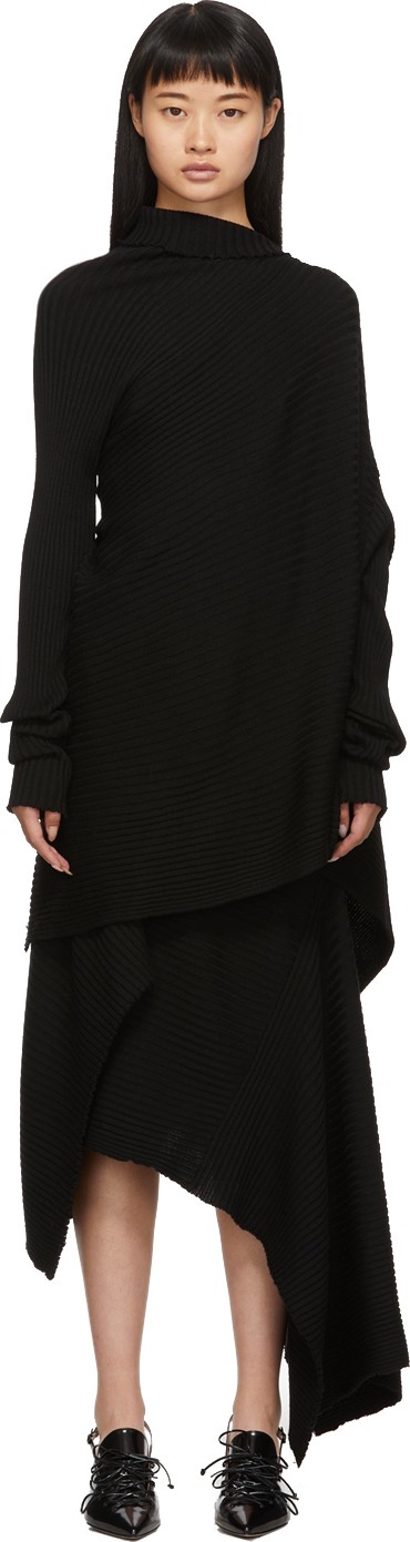 Marques'Almeida Black Draped Turtleneck