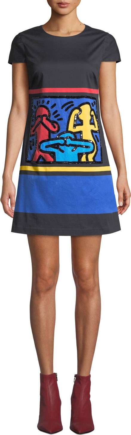 Alice + Olivia Keith Haring x Alice + Olivia Clyde Embellished A-Line Shift Dress