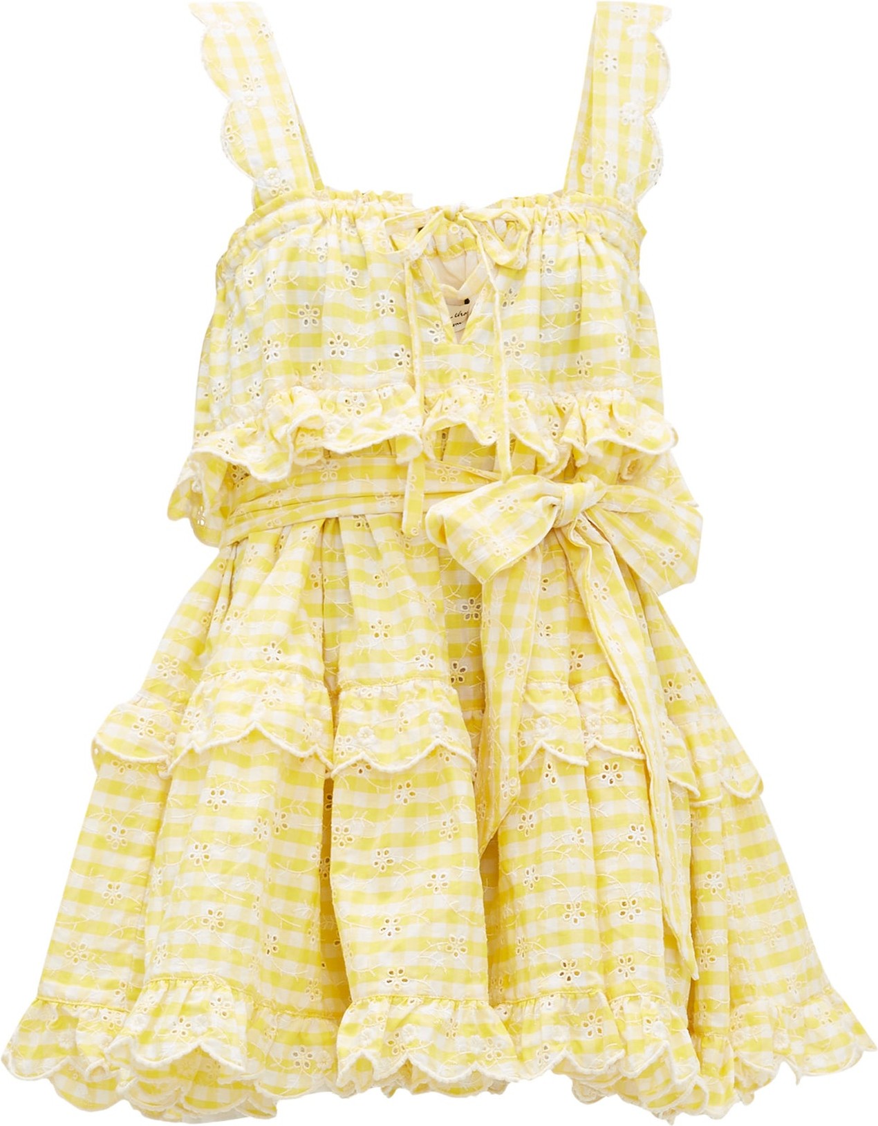 Innika Choo Iva Gudtais embroidered linen-gingham mini dress