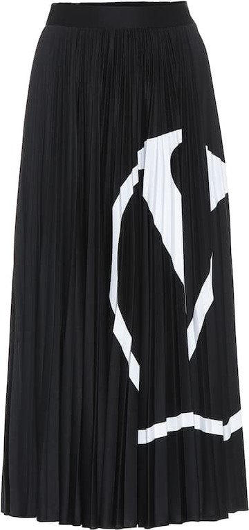 Valentino VLOGO pleated jersey midi skirt