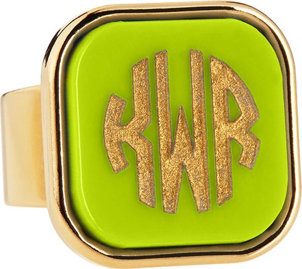 Moon and Lola Block-Lettered Square Acrylic Monogram Ring