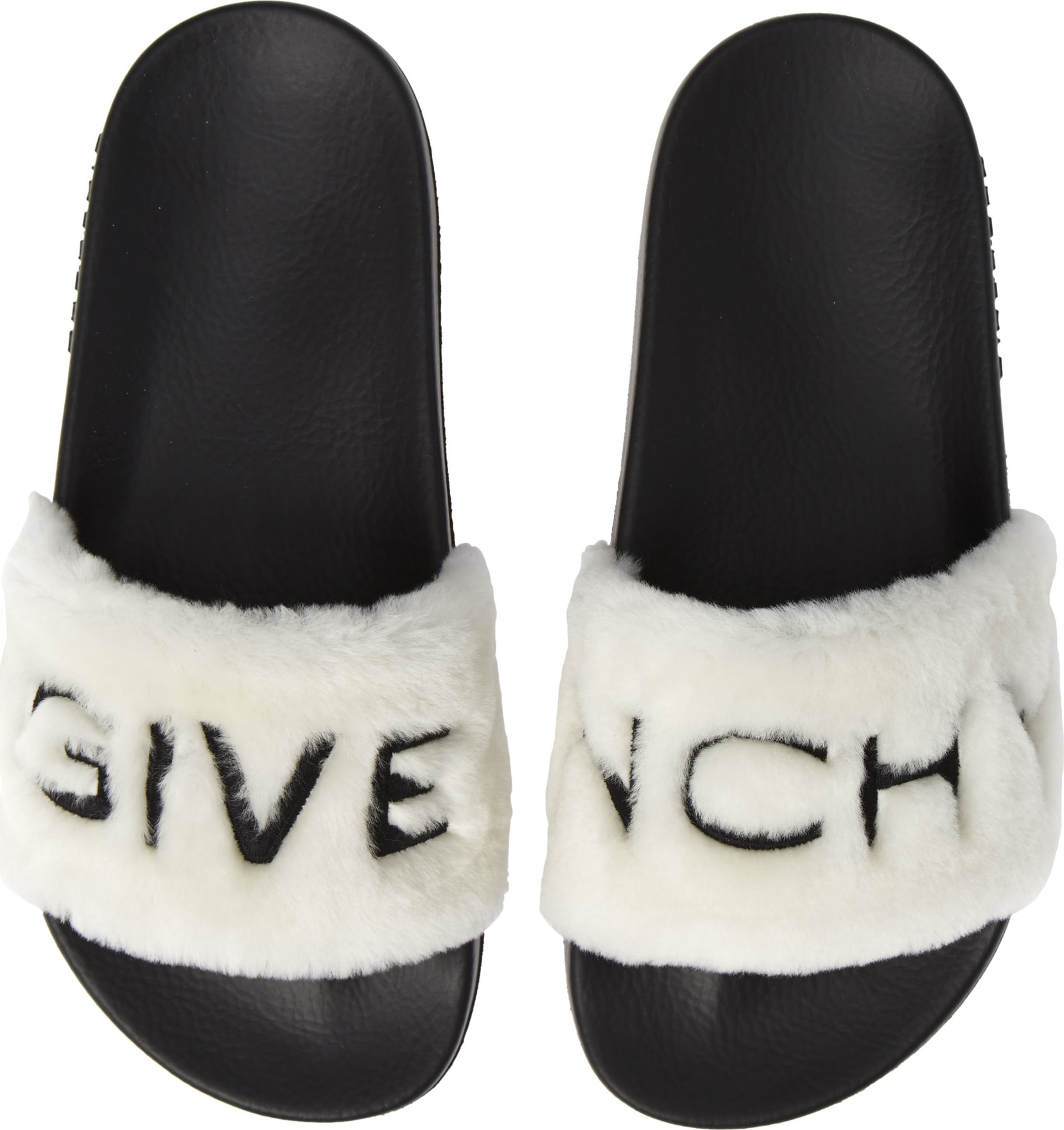 Givenchy Logo Genuine Shearling Slide Sandal