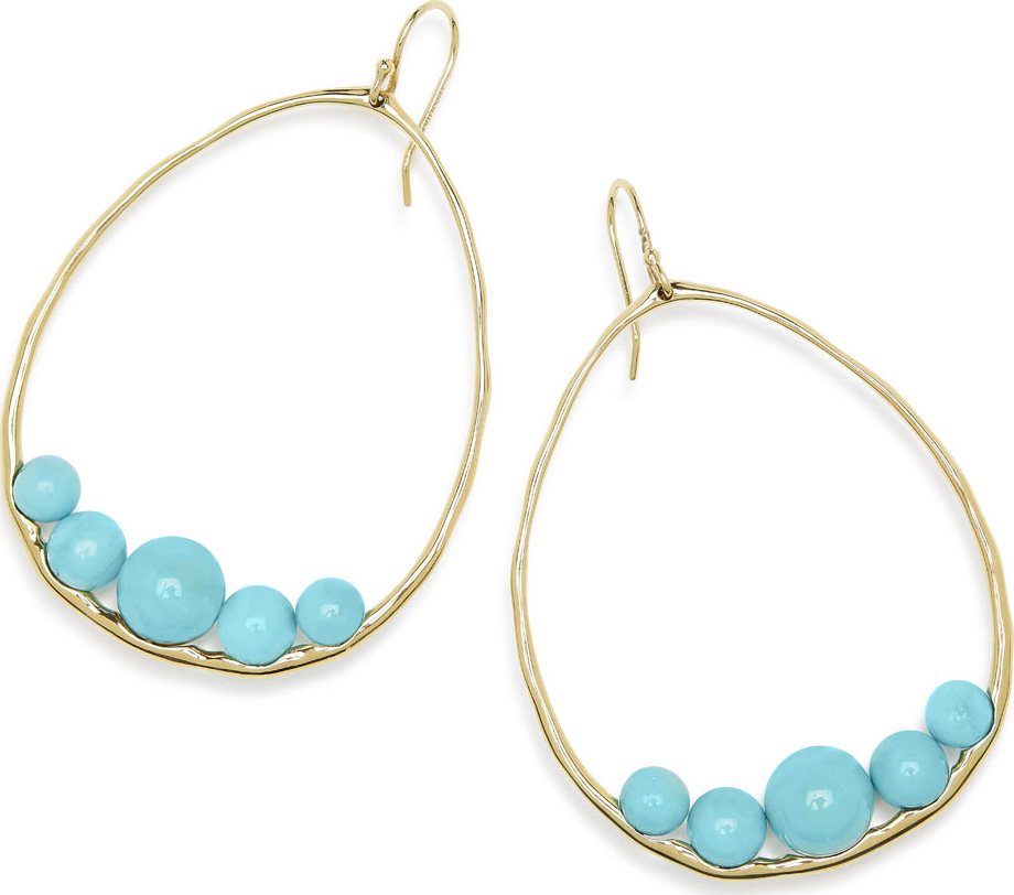 IPPOLITA 18k Gold Nova Pear Drop Earrings w/ Turquoise