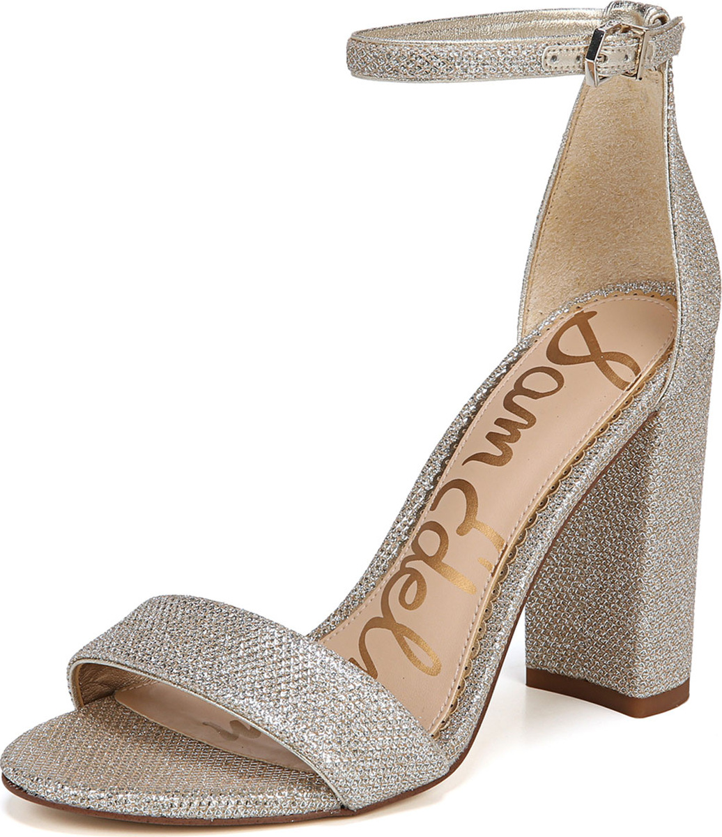 Sam Edelman Yaro Chunky-Heel Glam Mesh Ankle-Wrap Sandal
