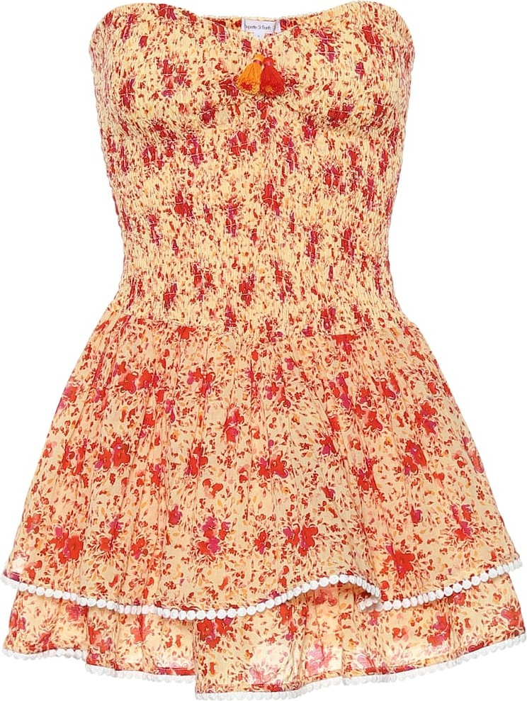 Poupette St Barth Triny strapless floral cotton minidress