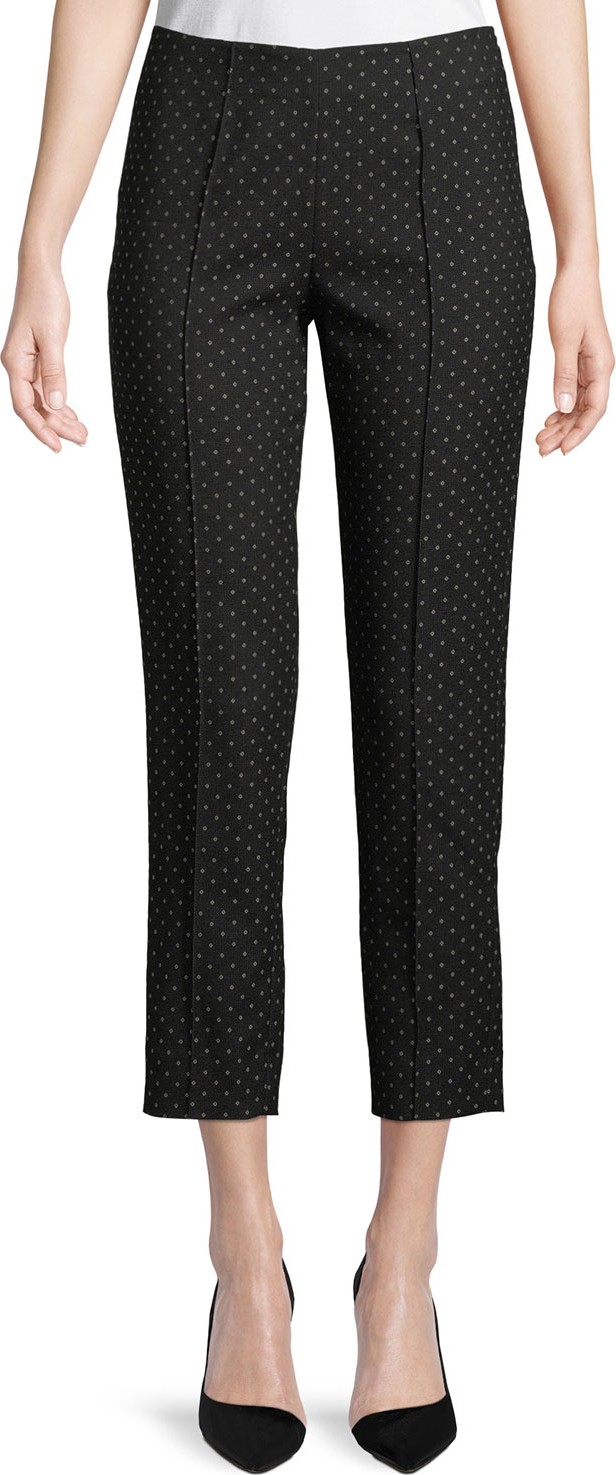 Piazza Sempione Audrey Straight-Leg Side-Zip Dotted Ankle Pants