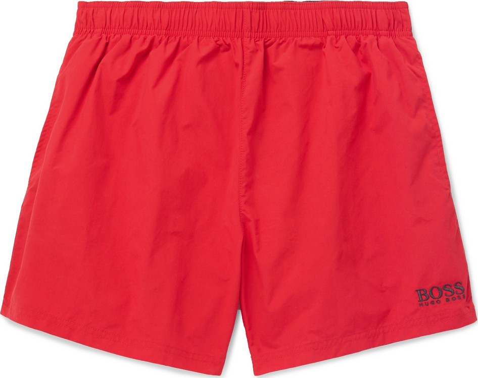 HUGO BOSS Short-Length Logo-Embroidered Swim Shorts