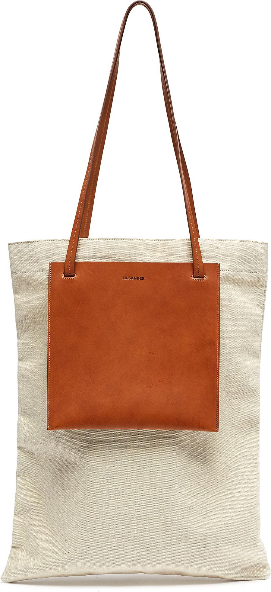 Jil Sander Leather pocket flat shopper tote bag