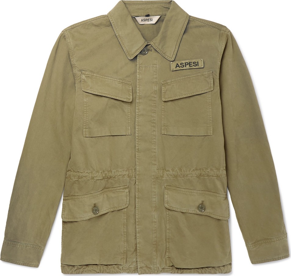Aspesi Logo-Appliquéd Cotton-Twill Field Jacket