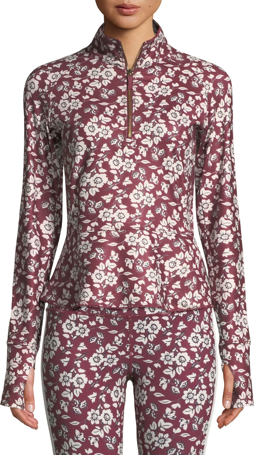 Kate Spade New York whimsy half-zip floral active jacket