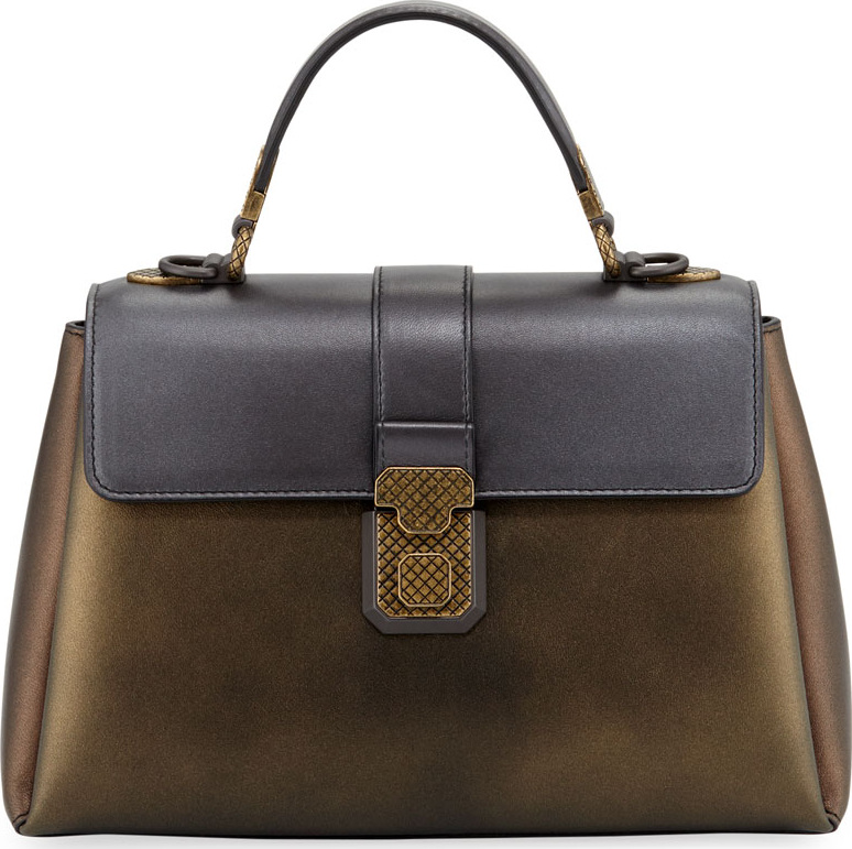 Bottega Veneta Piazza Metallic Leather Top-Handle Satchel Bag