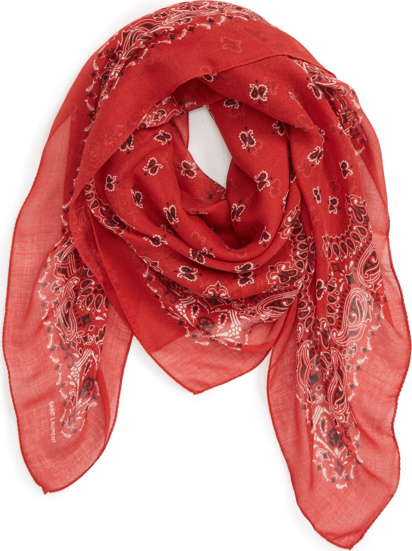 Saint Laurent Skull et Coeur Cashmere & Silk Square Scarf Saint Laurent Skull et Coeur Cashmere & Silk Square Scarf