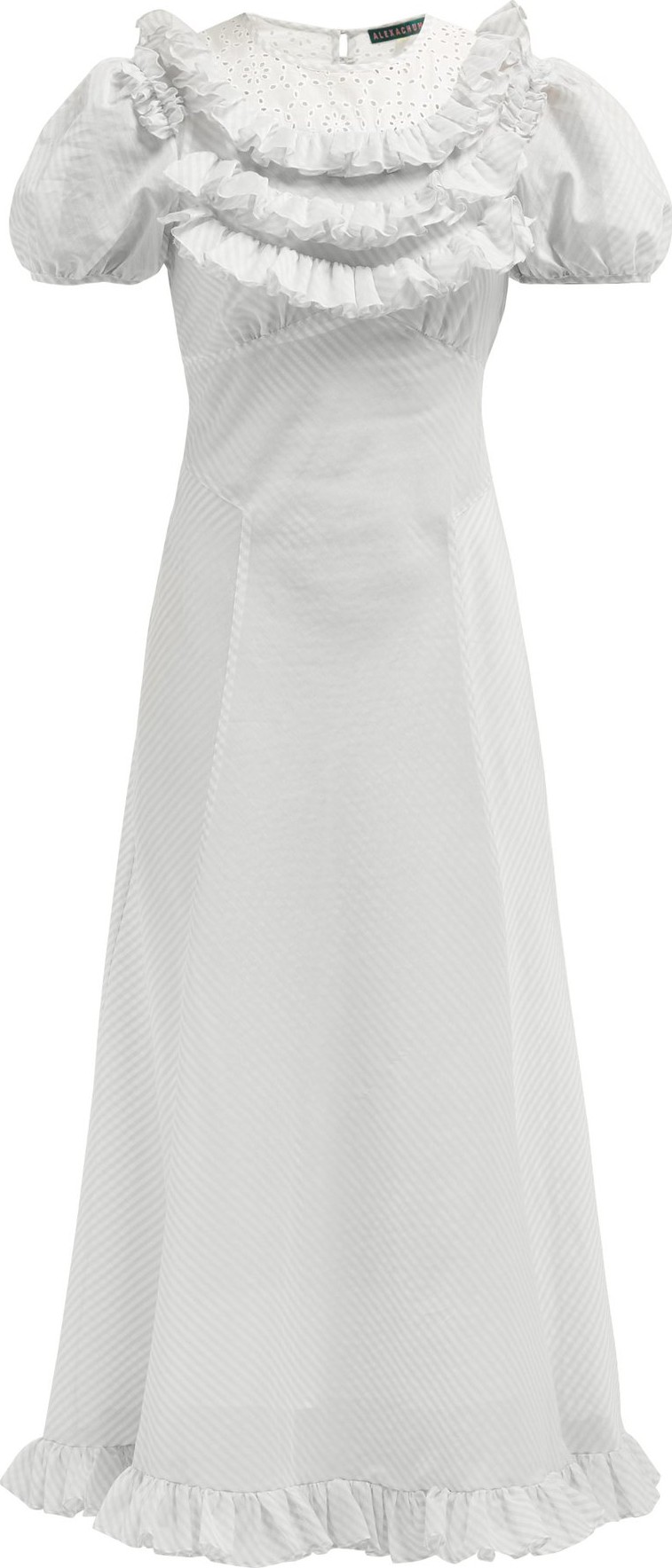 Alexachung Ruffled striped seersucker dress