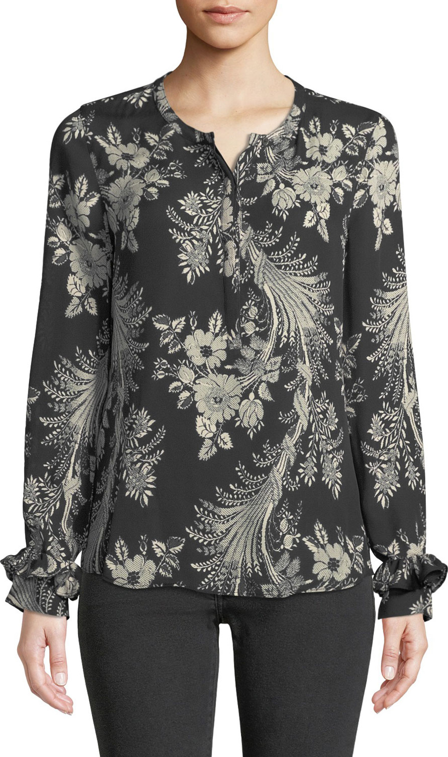 KOBI HALPERIN Jaycie Floral Stretch-Silk Blouse