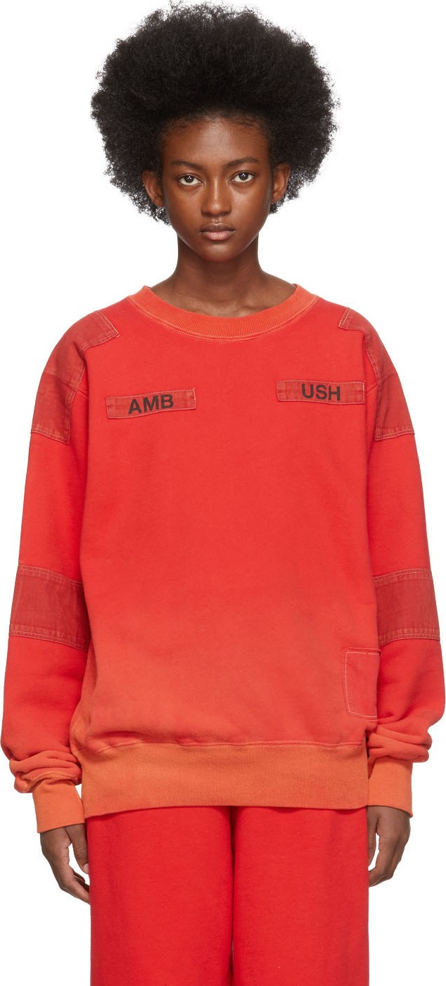 Ambush Red Bleach Patchwork Sweatshirt