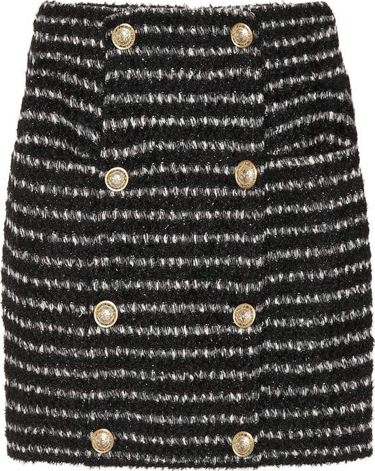 Balmain Metallic striped tweed skirt