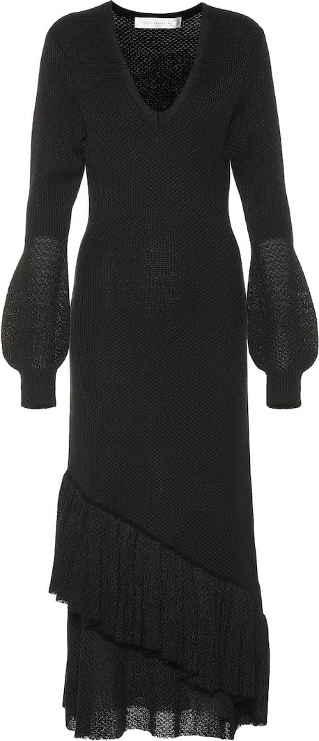 Victoria Beckham Knit ruffled midi dress