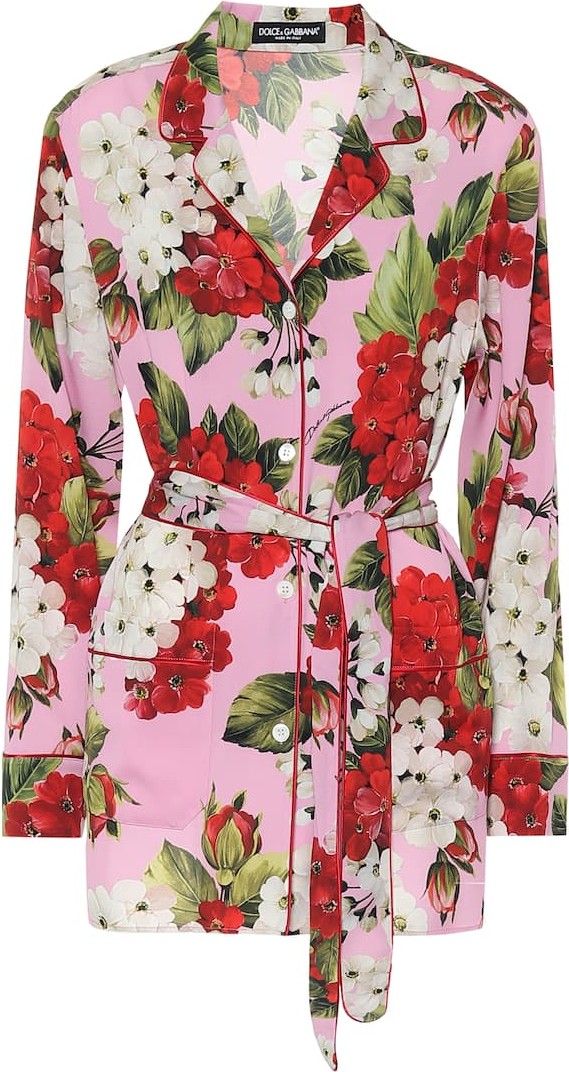 Dolce & Gabbana Floral stretch-silk pajama top