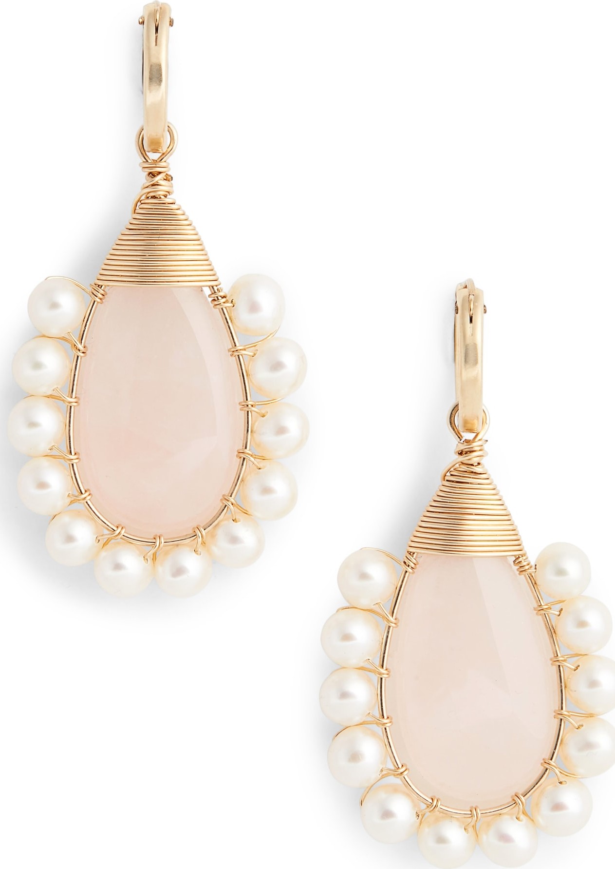Beck Jewels Lolita Rose Quartz & Freshwater Pearl Statement Earrings