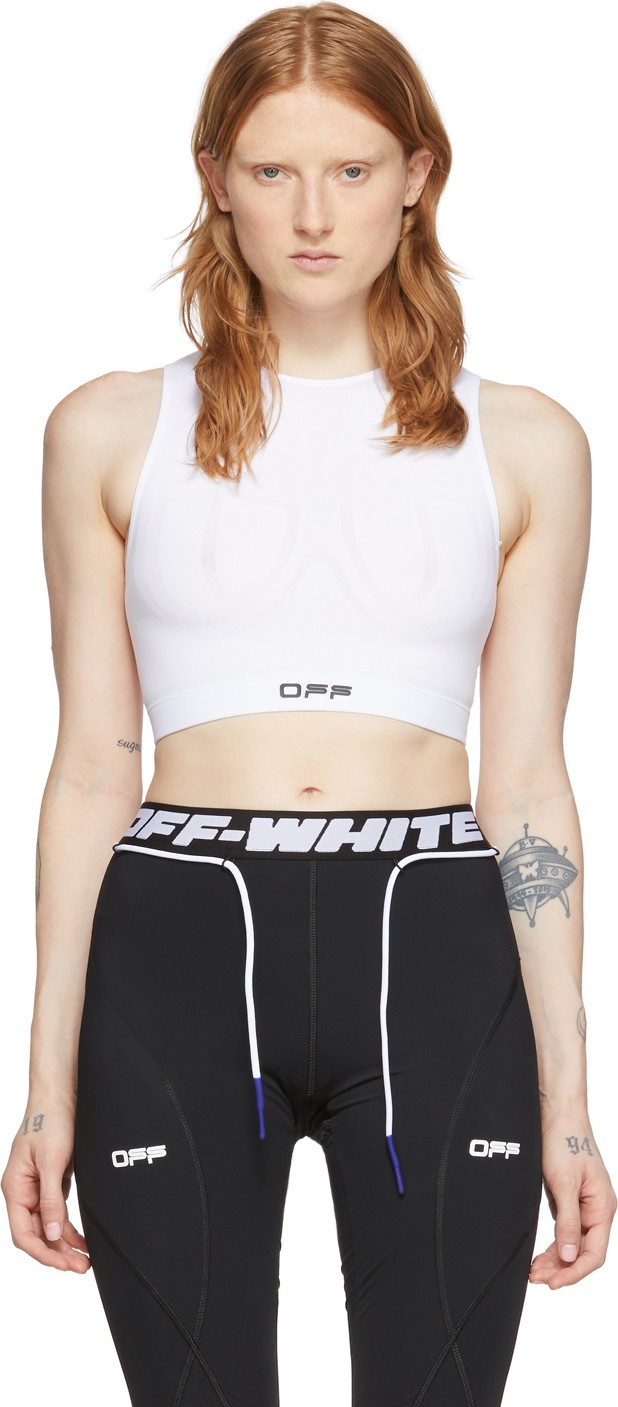 Off White White Active Crop Top