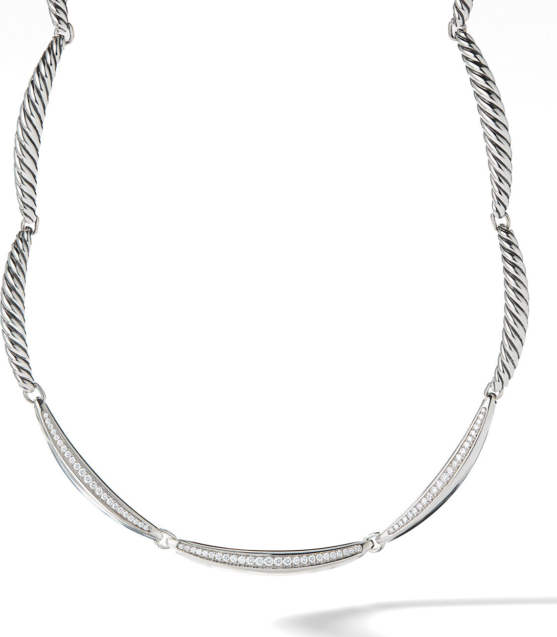 David Yurman Tides Single-Row Triple-Diamond Pave Necklace