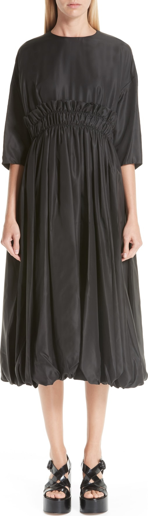 Noir Kei Ninomiya Ruched Waist Twill Dress