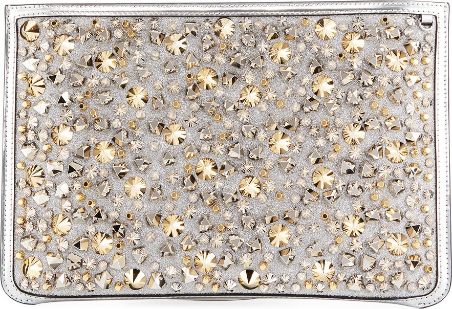 Christian Louboutin Loubiclutch Glitter Spikes Clutch Bag